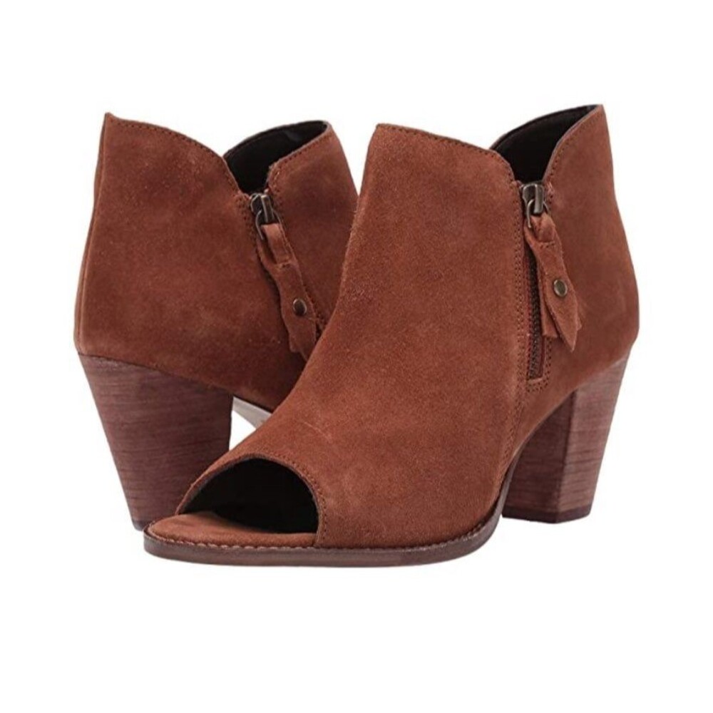 NWT MIA NIKOLE PEEP TOE SUEDE ANKLE BOOT
